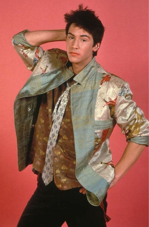 Young Keanu wearing a wild outfit
