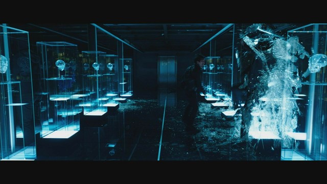 John getting thrown through a glass case