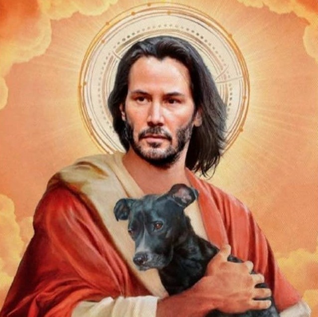 John Wick as a saint with dog